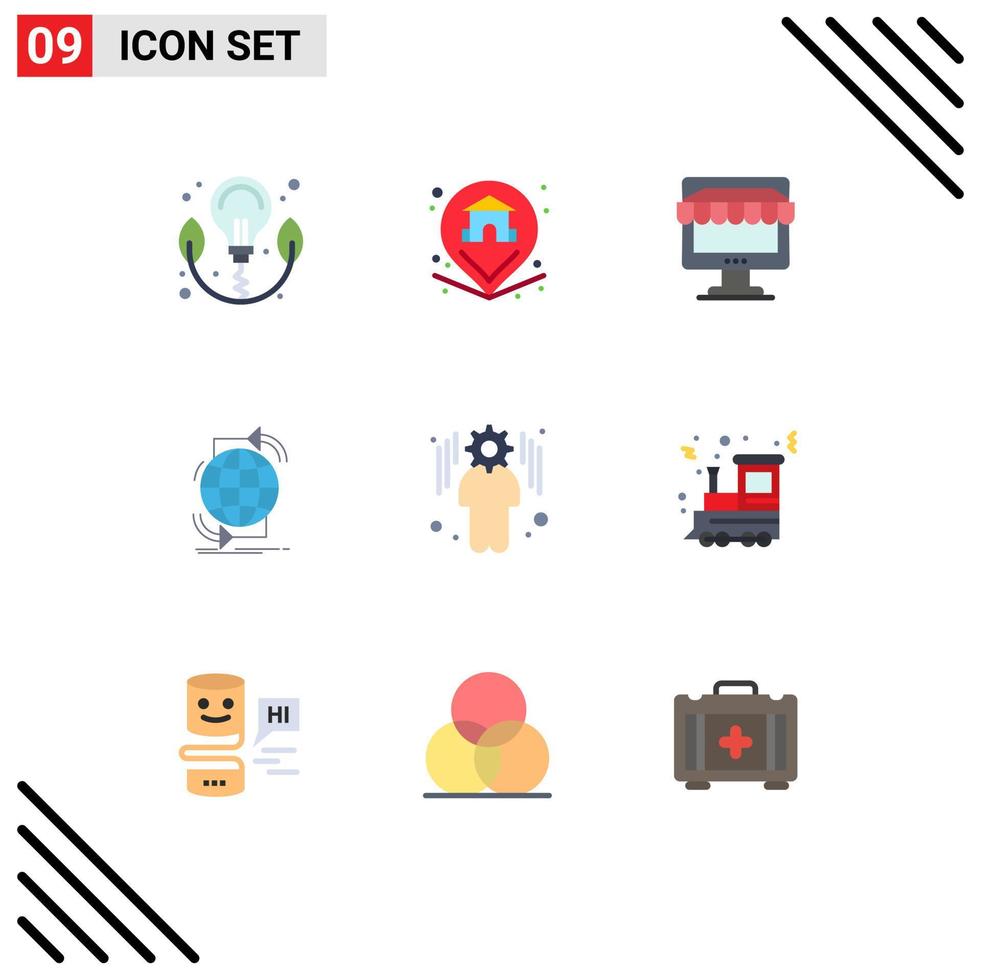 Pack of 9 creative Flat Colors of business network shop internet connectivity Editable Vector Design Elements