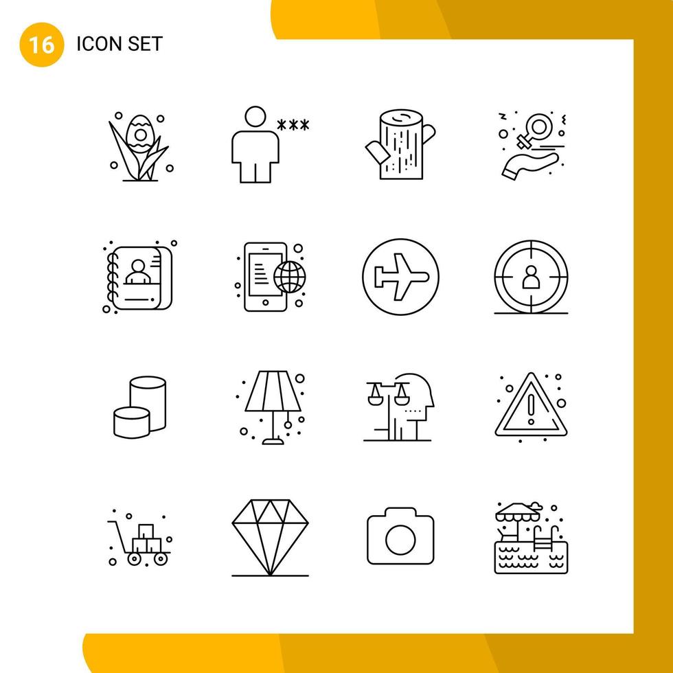 16 Icon Set Line Style Icon Pack Outline Symbols isolated on White Backgound for Responsive Website Designing vector