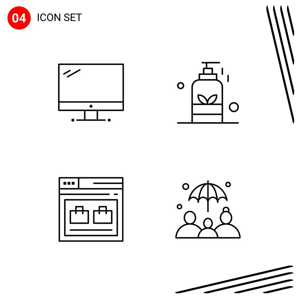 colección de 4 iconos vectoriales en estilo de línea píxel símbolos de contorno perfecto para web y signos de icono de línea móvil sobre fondo blanco 4 iconos vector