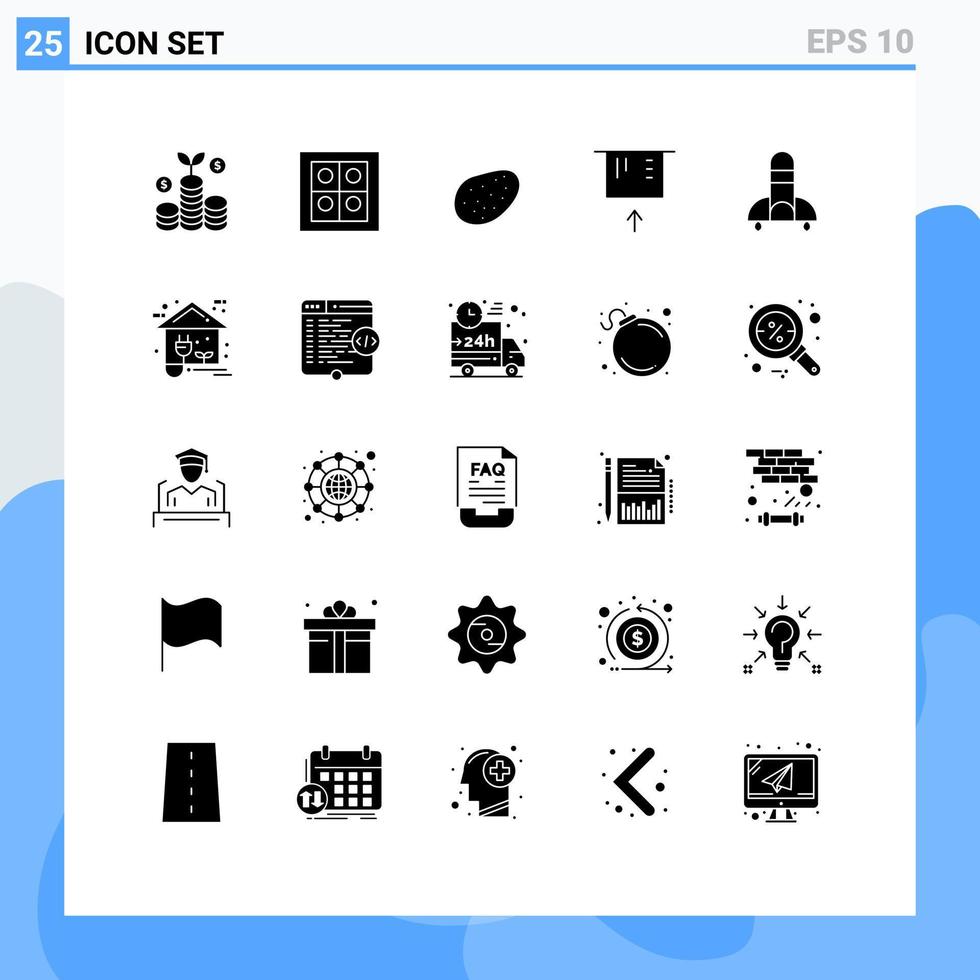 Universal Icon Symbols Group of 25 Modern Solid Glyphs of greenhouse eco atm space science Editable Vector Design Elements
