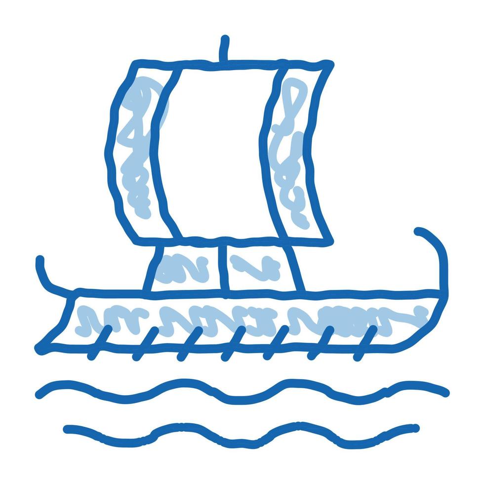 greek merchant ship doodle icon hand drawn illustration vector