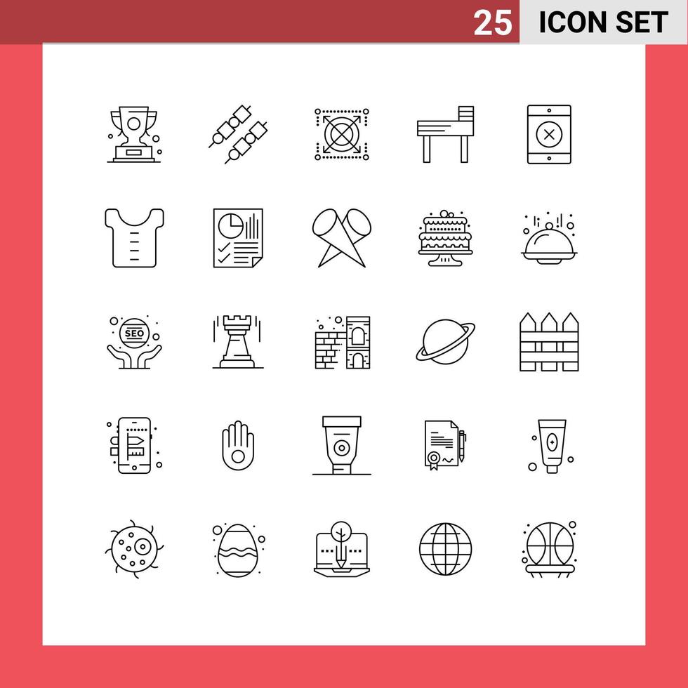 Group of 25 Modern Lines Set for baby locked web school chair Editable Vector Design Elements