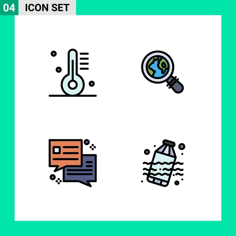 Modern Set of 4 Filledline Flat Colors Pictograph of appliance dialog food lost pollution Editable Vector Design Elements