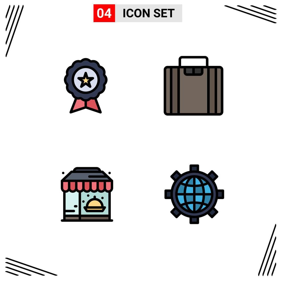Stock Vector Icon Pack of 4 Line Signs and Symbols for badge life guarantee business food Editable Vector Design Elements