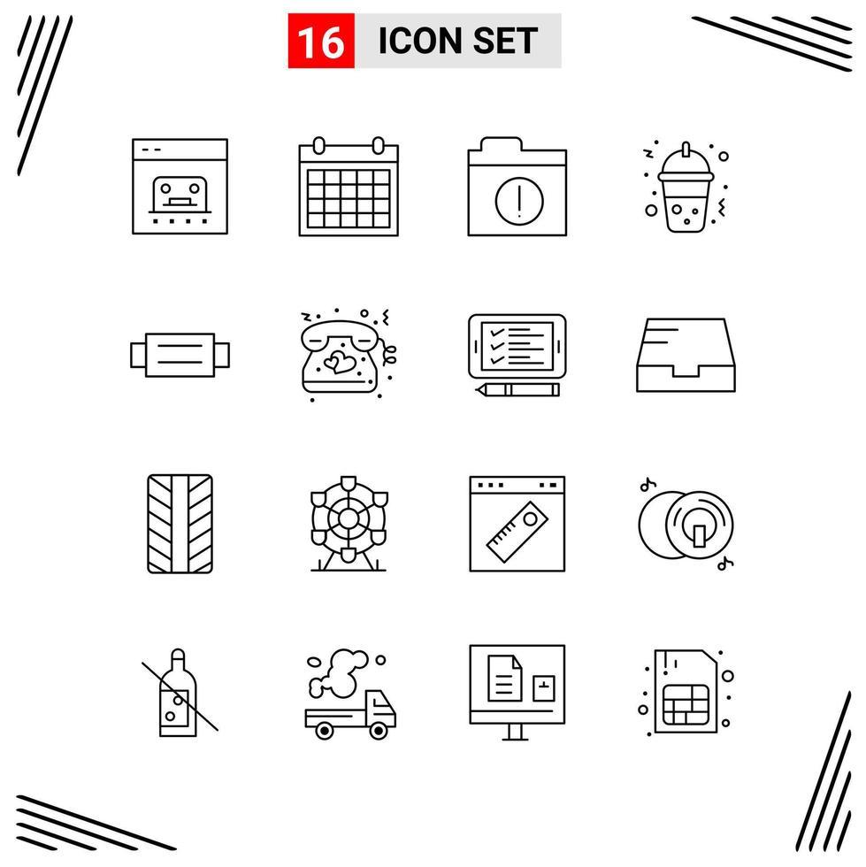 16 Icons Line Style Grid Based Creative Outline Symbols for Website Design Simple Line Icon Signs Isolated on White Background 16 Icon Set vector