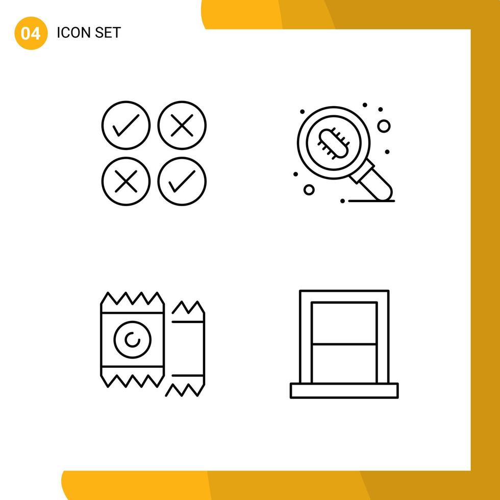 4 Line concept for Websites Mobile and Apps creative heart tick microorganism valentine Editable Vector Design Elements