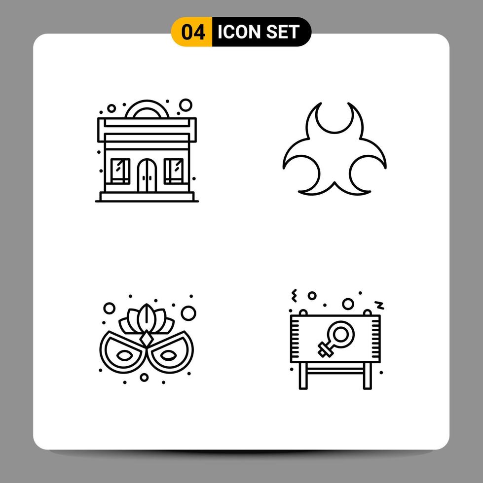 4 Black Icon Pack Outline Symbols Signs for Responsive designs on white background 4 Icons Set vector