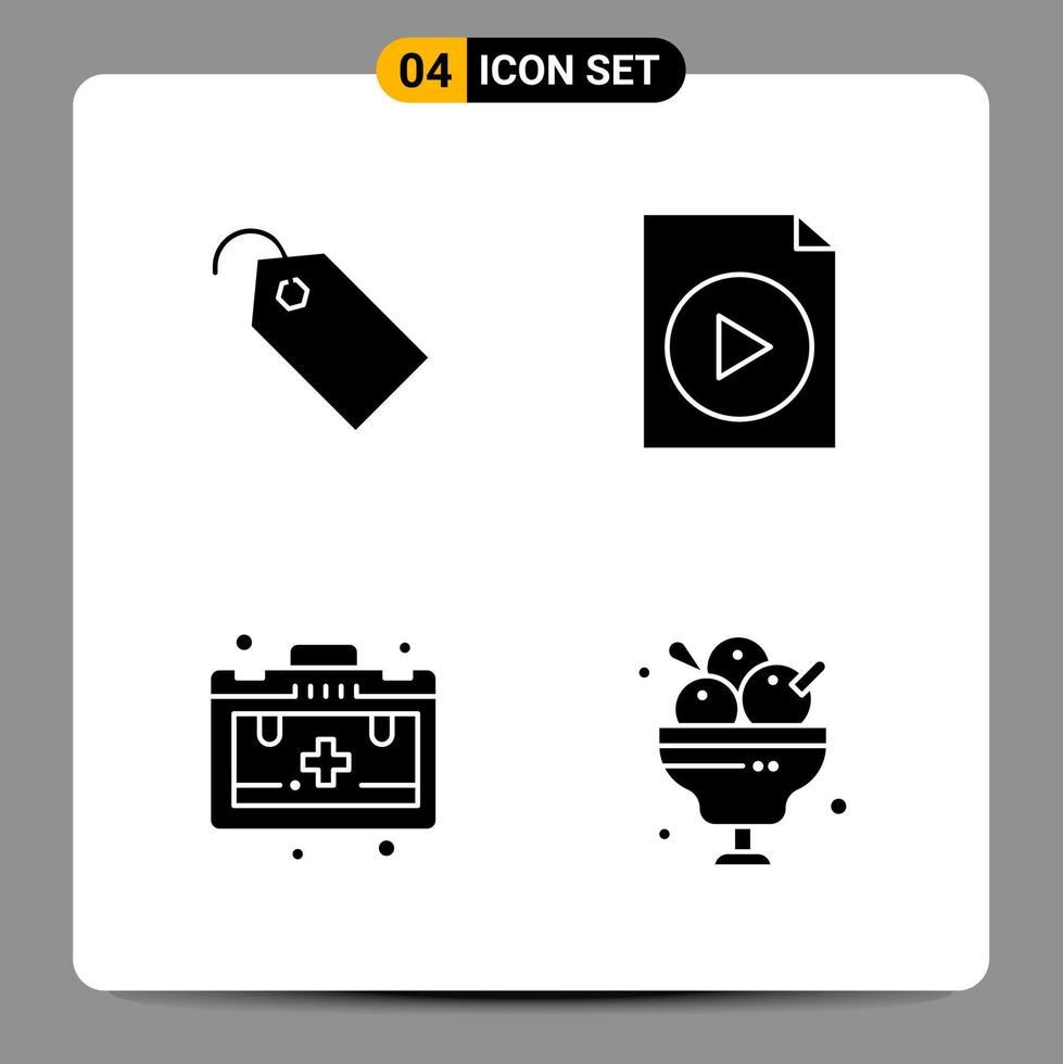 4 Black Icon Pack Glyph Symbols Signs for Responsive designs on white background 4 Icons Set vector