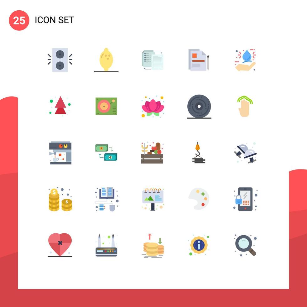 Set of 25 Commercial Flat Colors pack for bio legal document share document contract Editable Vector Design Elements