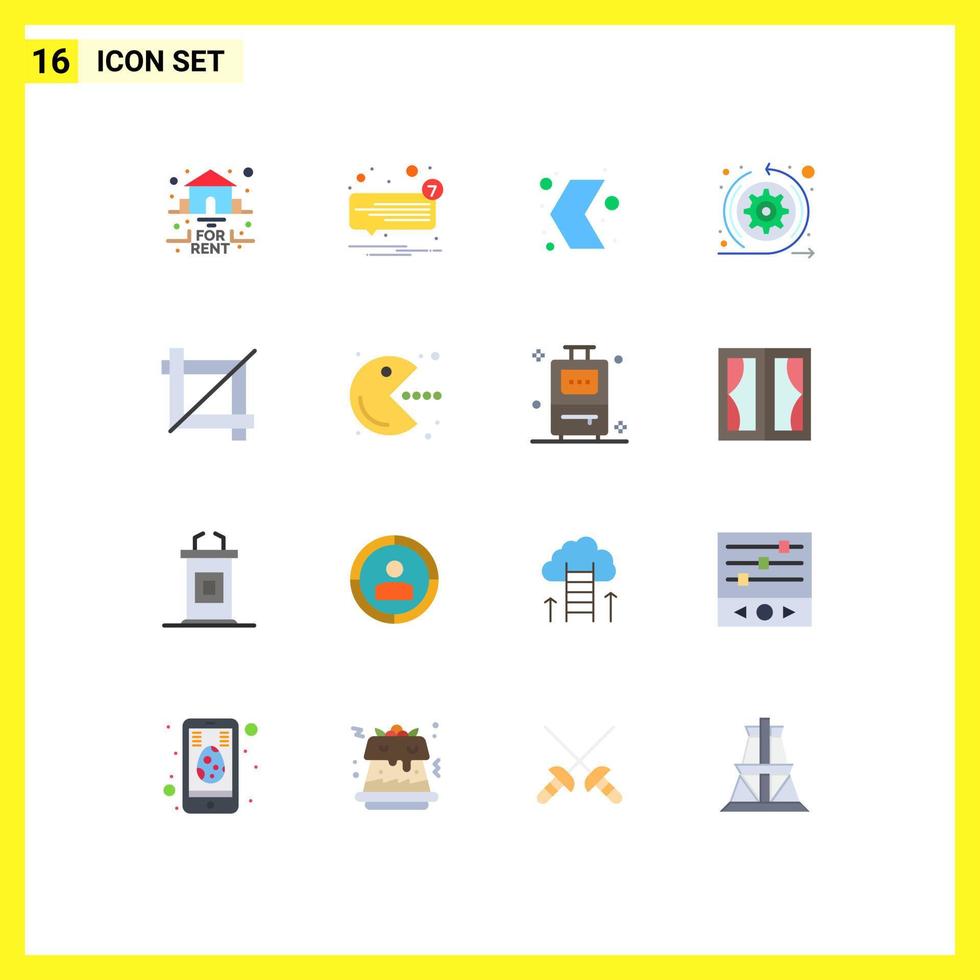 grupo de 16 signos y símbolos de colores planos para flechas de sprint paquete editable multimedia ágil no leído de elementos creativos de diseño de vectores