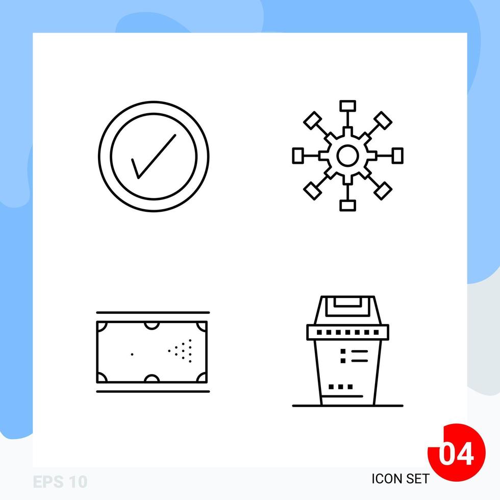 Modern Pack of 4 Icons Line Outline Symbols isolated on White Backgound for Website designing vector