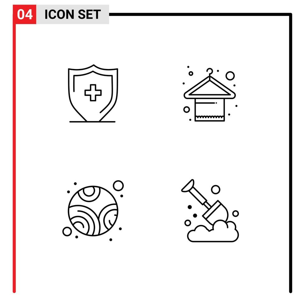 4 iconos creativos signos y símbolos modernos de hospital planet shield prendas de vestir agricultura elementos de diseño de vectores editables