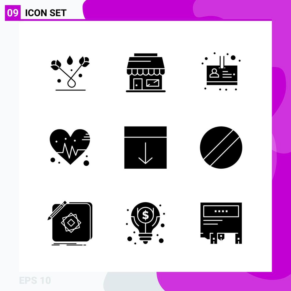 Solid Icon set Pack of 9 Glyph Icons isolated on White Background for Web Print and Mobile vector