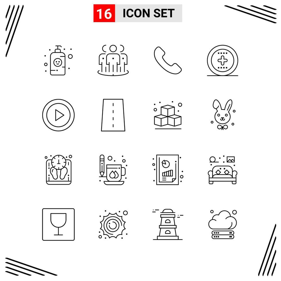 16 Icons Line Style Grid Based Creative Outline Symbols for Website Design Simple Line Icon Signs Isolated on White Background 16 Icon Set vector
