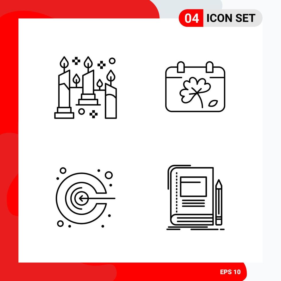 Creative Set of 4 Universal Outline Icons isolated on White Background vector