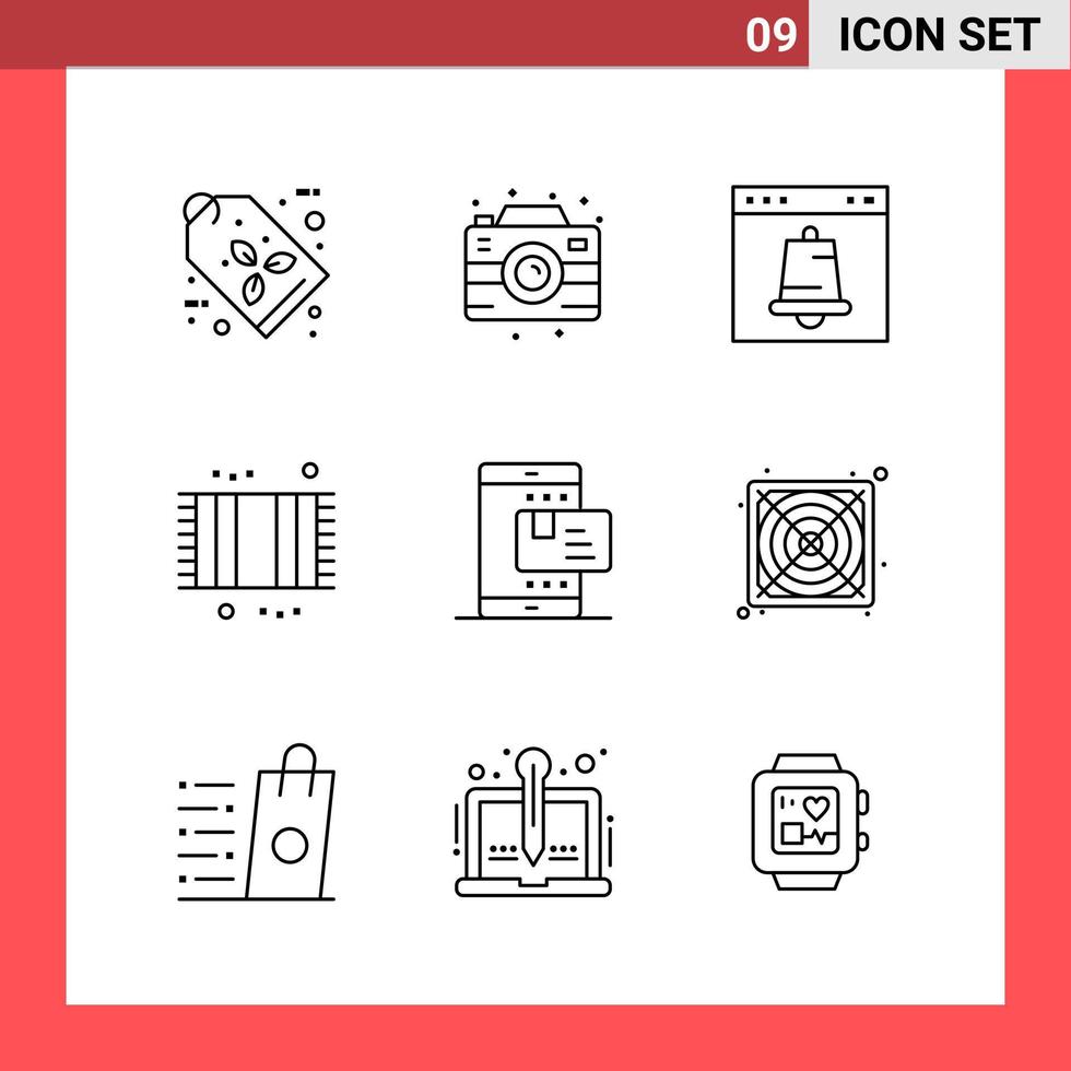 9 Icon Pack Line Style Outline Symbols on White Background Simple Signs for general designing vector