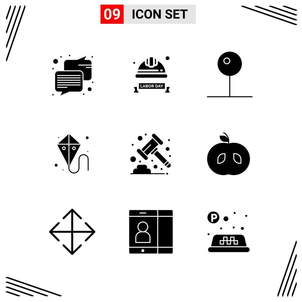 9 Icons Solid Style Grid Based Creative Glyph Symbols for Website Design Simple Solid Icon Signs Isolated on White Background 9 Icon Set vector