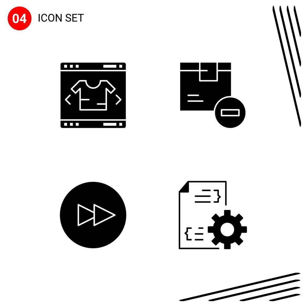 Collection of 4 Vector Icons in solid style Pixle Perfect Glyph Symbols for Web and Mobile Solid Icon Signs on White Background 4 Icons