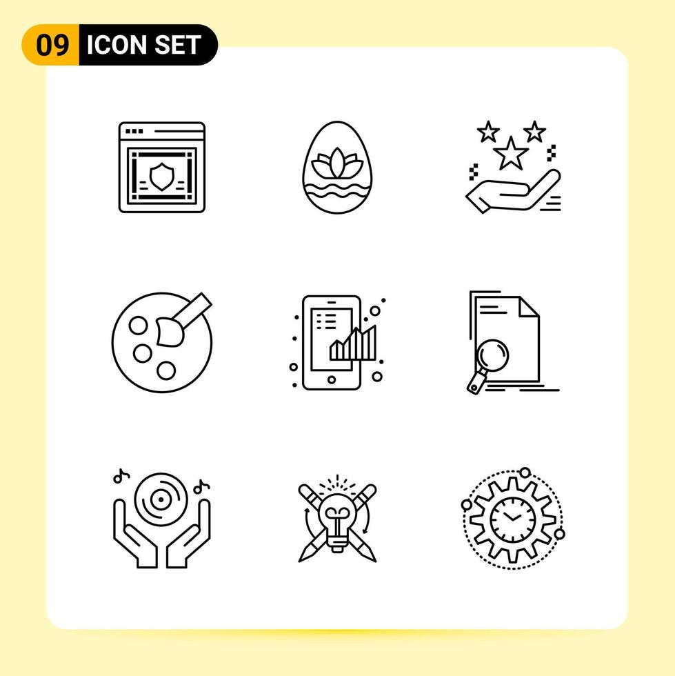 9 Creative Icons for Modern website design and responsive mobile apps 9 Outline Symbols Signs on White Background 9 Icon Pack vector