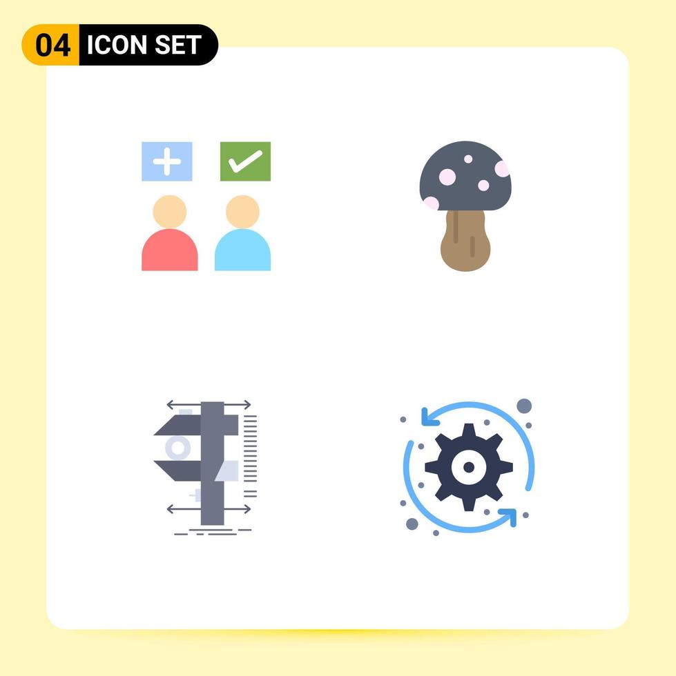 Modern Set of 4 Flat Icons and symbols such as answers measure tick nature calipers Editable Vector Design Elements