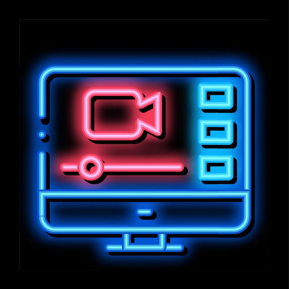 Video Player On Screen neon glow icon illustration vector