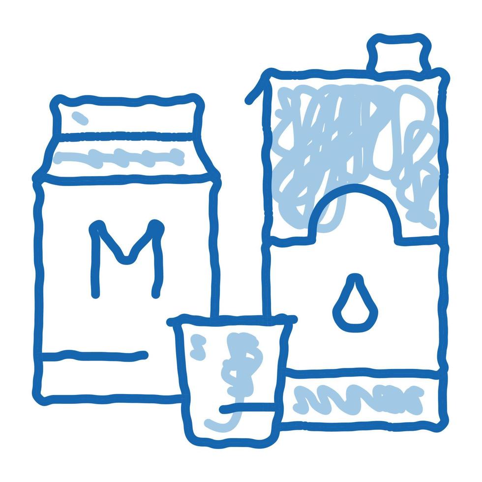 bolsa con leche doodle icono dibujado a mano ilustración vector