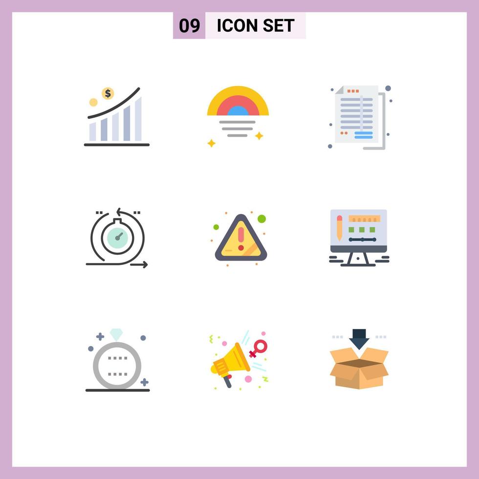 Modern Set of 9 Flat Colors Pictograph of iteration development accounting cycle bookkeeping Editable Vector Design Elements