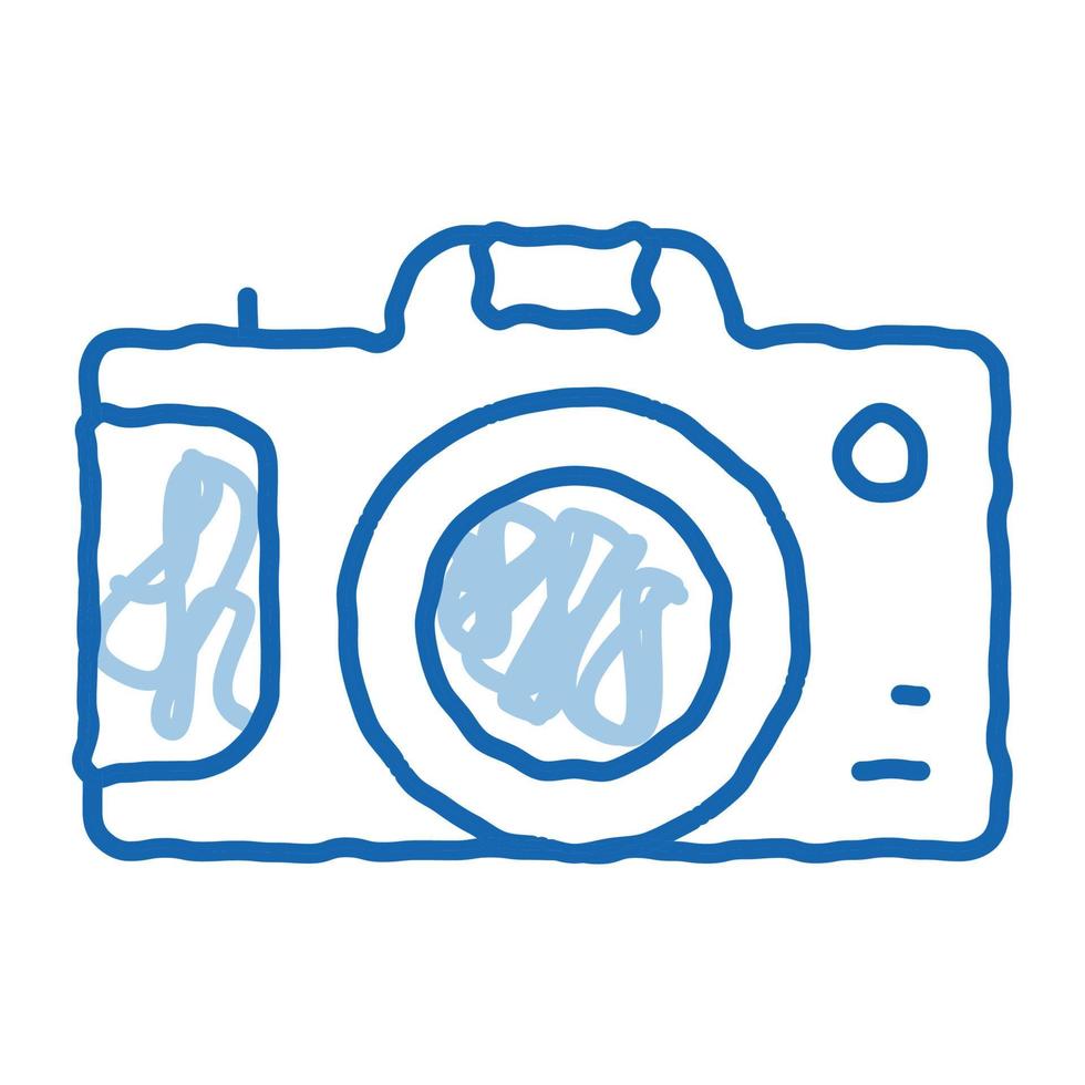 Camera doodle icon hand drawn illustration vector