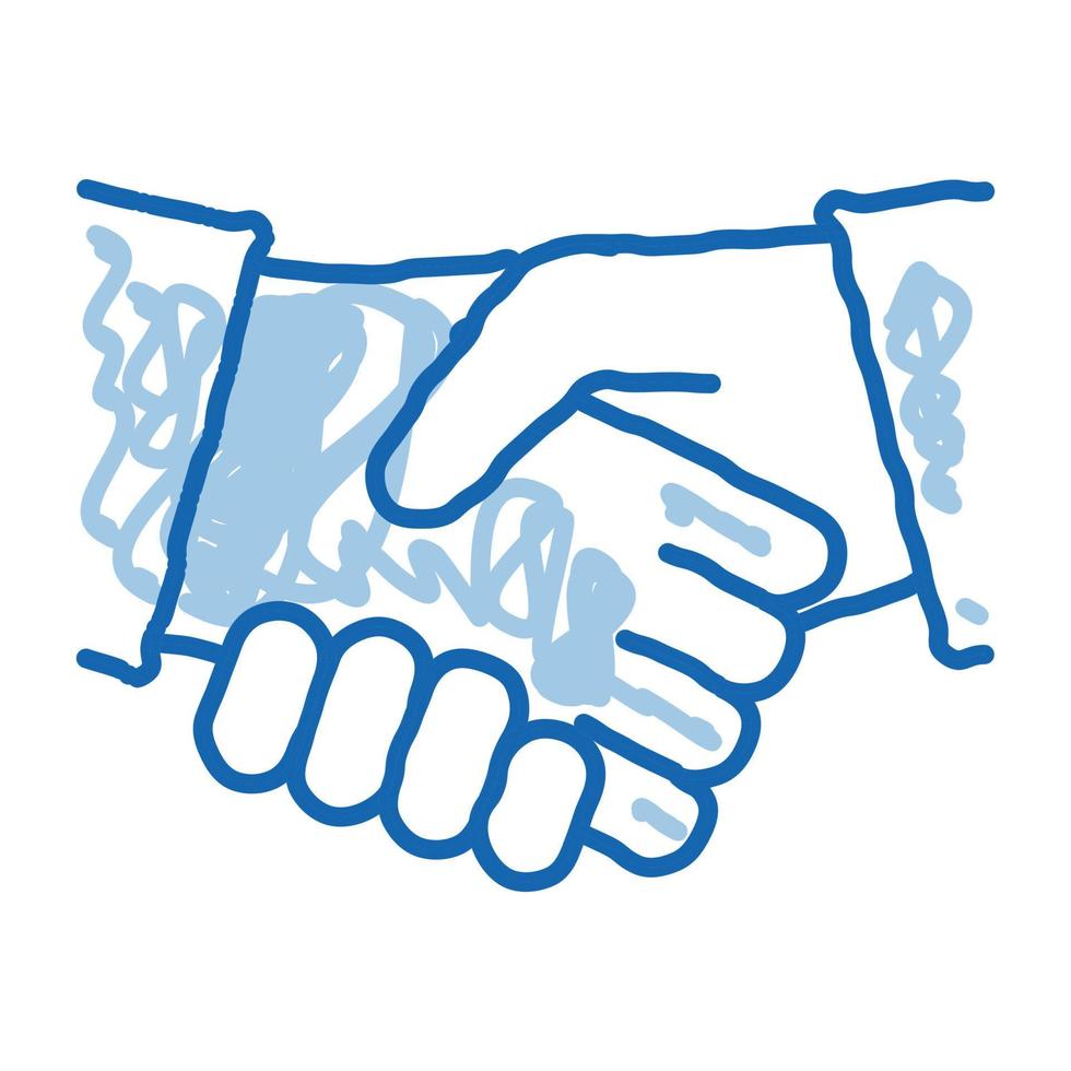 Handshake doodle icon hand drawn illustration vector