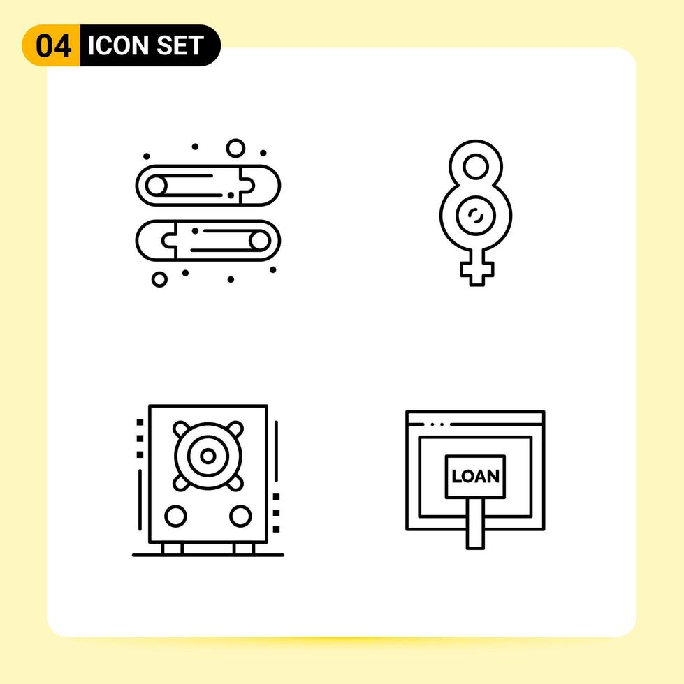 4 Creative Icons for Modern website design and responsive mobile apps 4 Outline Symbols Signs on White Background 4 Icon Pack vector