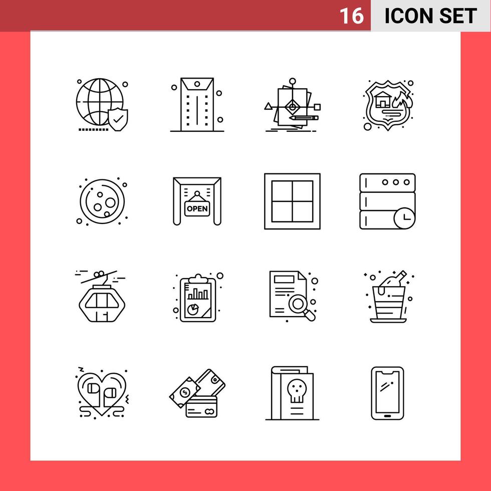 16 Icon Pack Line Style Outline Symbols on White Background Simple Signs for general designing vector