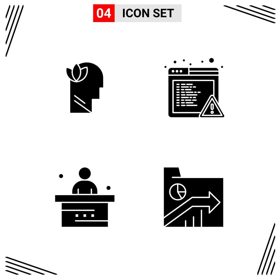 4 iconos símbolos de glifos creativos basados en cuadrícula de estilo sólido para el diseño de sitios web signos de iconos sólidos simples aislados en fondo blanco conjunto de 4 iconos vector