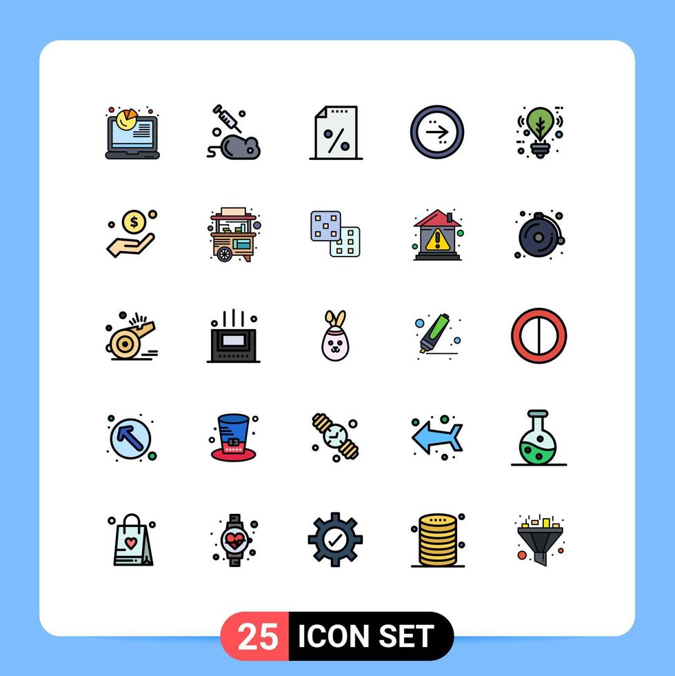 paquete de iconos de vector de stock de 25 signos y símbolos de línea para elementos de diseño de vector editables de flecha de dirección de documento de interfaz de bombilla