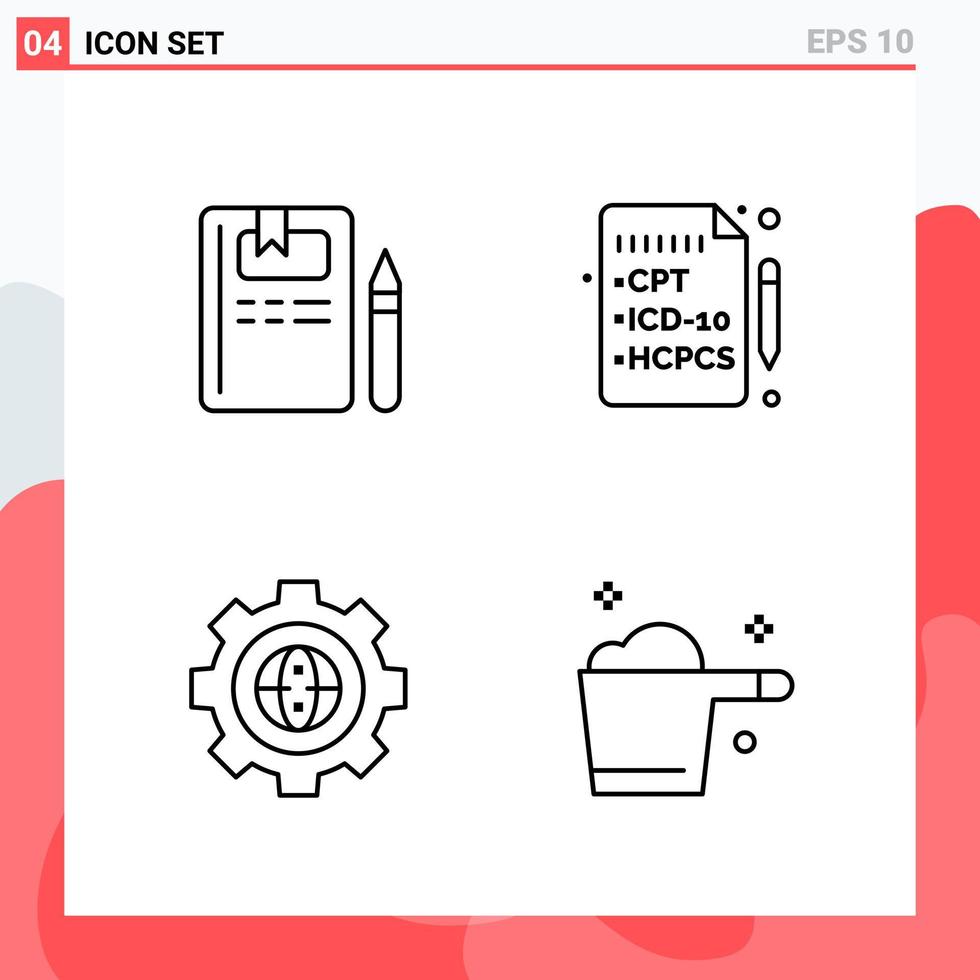 Collection of 4 Vector Icons in Line style Modern Outline Symbols for Web and Mobile Line Icon Sign Isolated on White Background 4 Icons