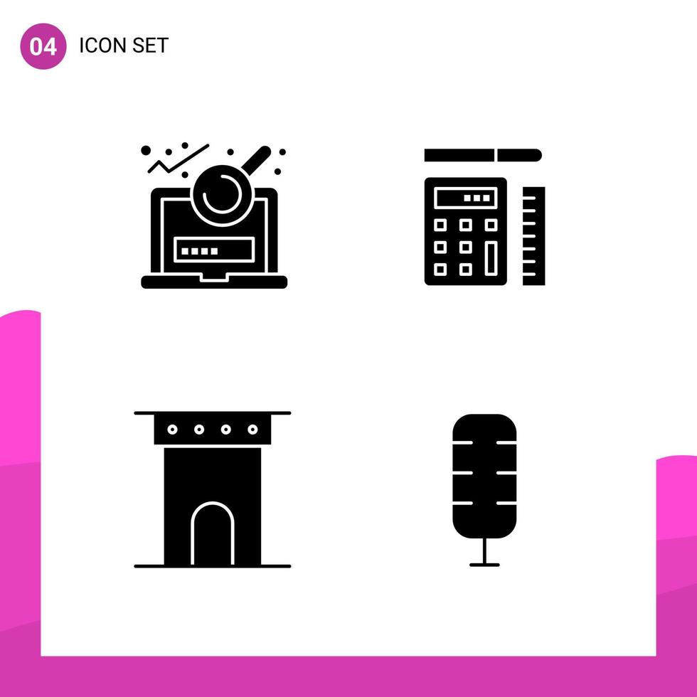 Glyph Icon set Pack of 4 Solid Icons isolated on White Background for responsive Website Design Print and Mobile Applications vector
