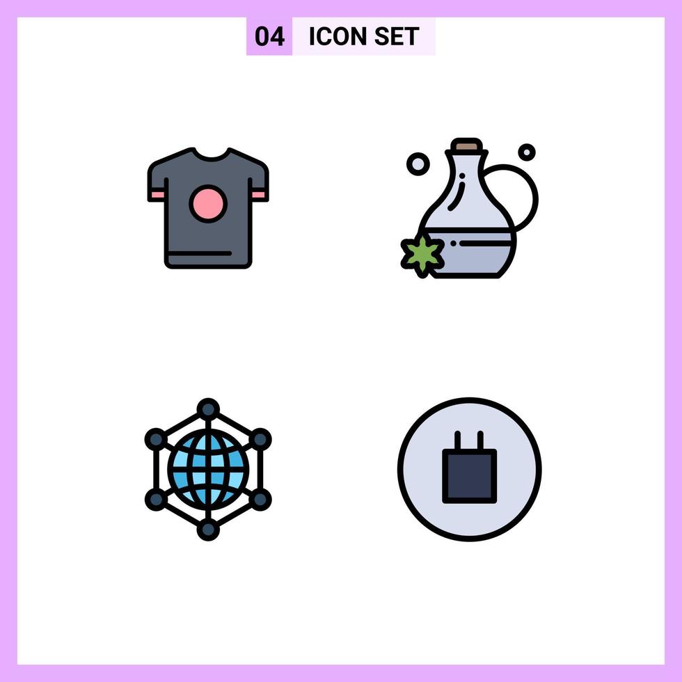 4 Creative Icons Modern Signs and Symbols of t shirt server spring spa internet Editable Vector Design Elements