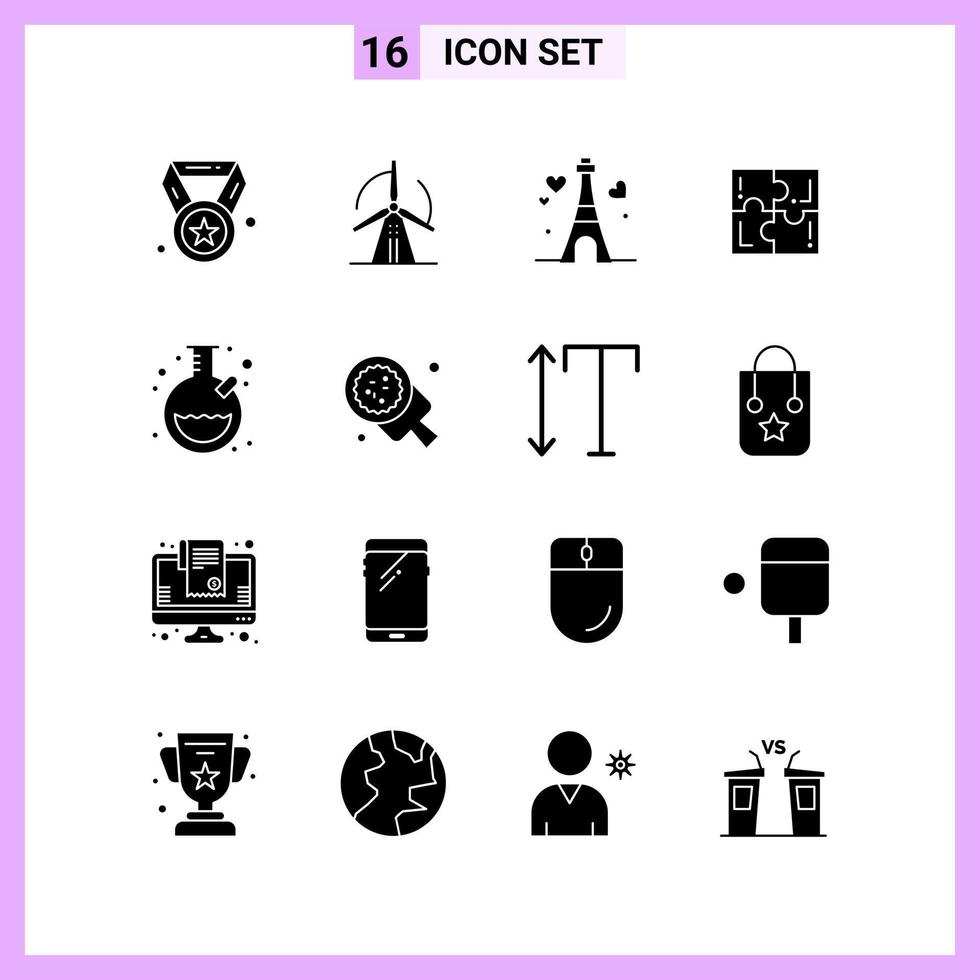 16 Icons in Solid Style Glyph Symbols on White Background Creative Vector Signs for Web mobile and Print