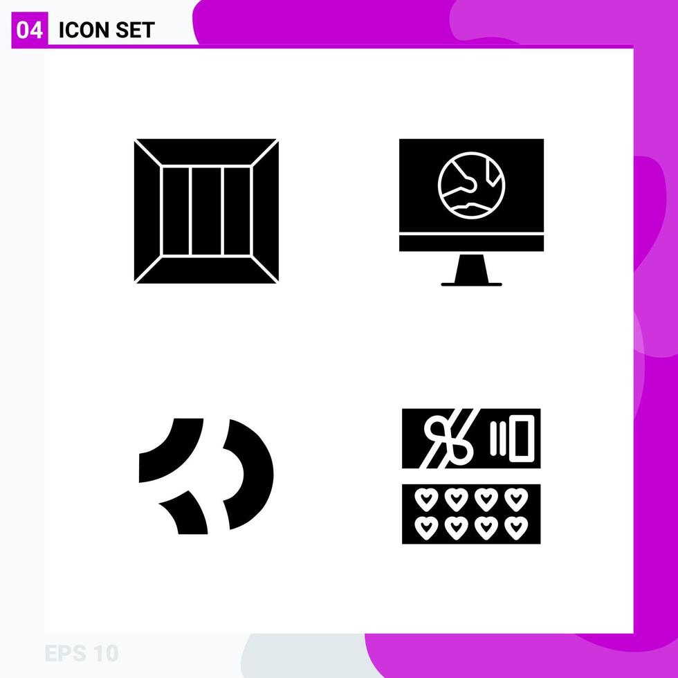 Solid Icon set Pack of 4 Glyph Icons isolated on White Background for Web Print and Mobile vector