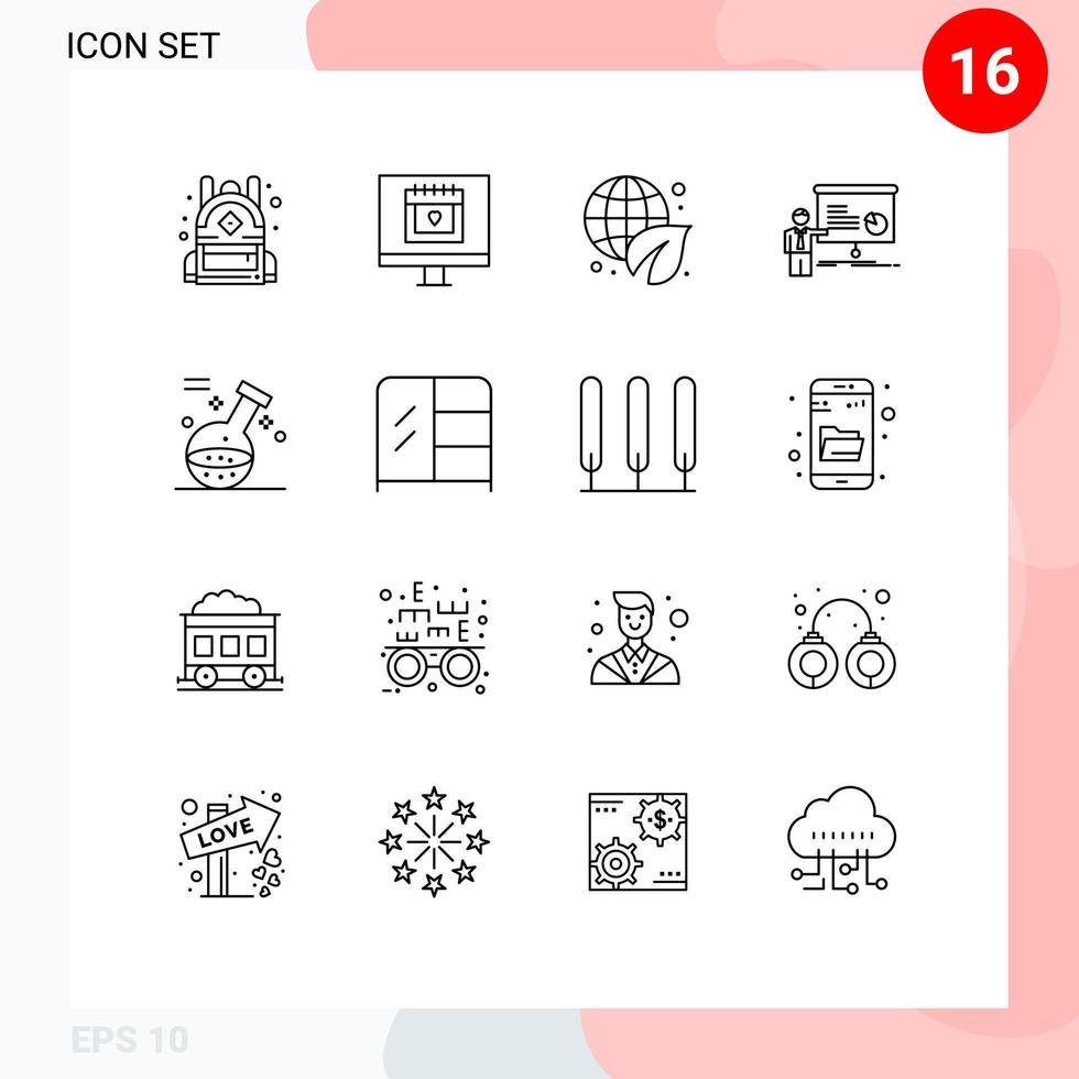 Set of 16 Vector Outlines on Grid for game seminar ecology report meeting Editable Vector Design Elements