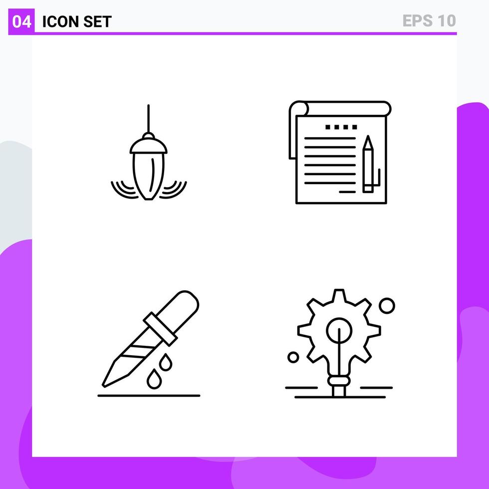 conjunto de 4 iconos en estilo de línea símbolos de contorno creativo para el diseño de sitios web y aplicaciones móviles signo de icono de línea simple aislado en fondo blanco 4 iconos vector