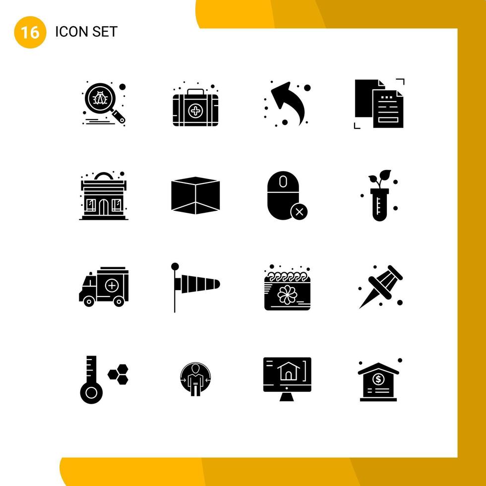 Editable Vector Line Pack of 16 Simple Solid Glyphs of music duplicate share document copy Editable Vector Design Elements