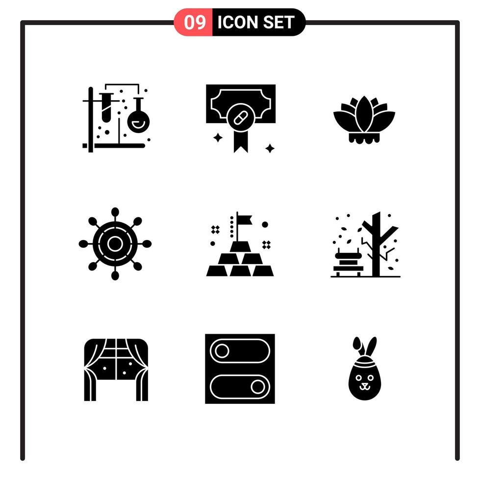 conjunto de 9 iconos de estilo sólido para web y símbolos de glifos móviles para imprimir signos de iconos sólidos aislados en fondo blanco vector