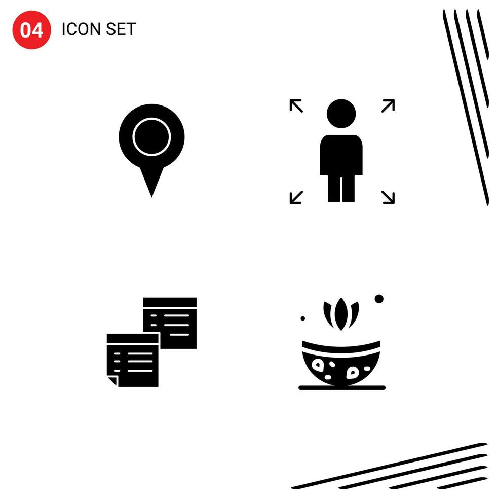 4 Solid Glyph concept for Websites Mobile and Apps geo location note pin person office Editable Vector Design Elements