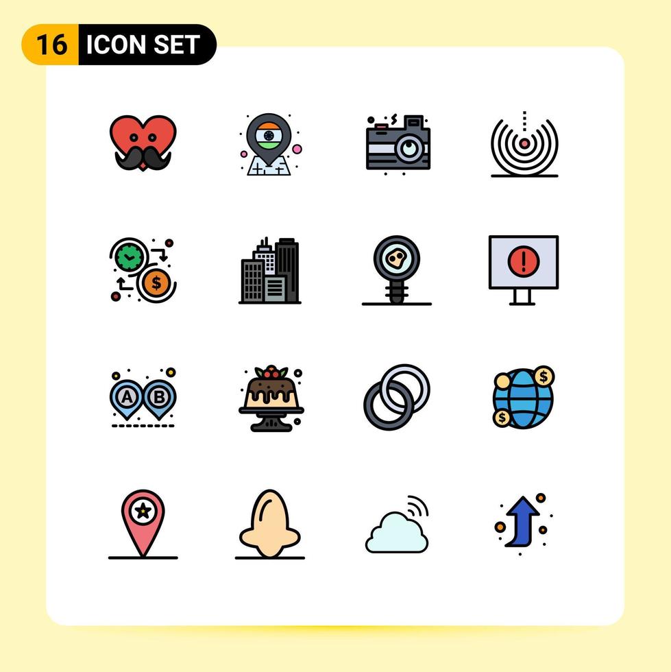 paquete de iconos de vectores de stock de 16 signos y símbolos de línea para elementos de diseño de vectores creativos editables de cámara de señal de presupuesto