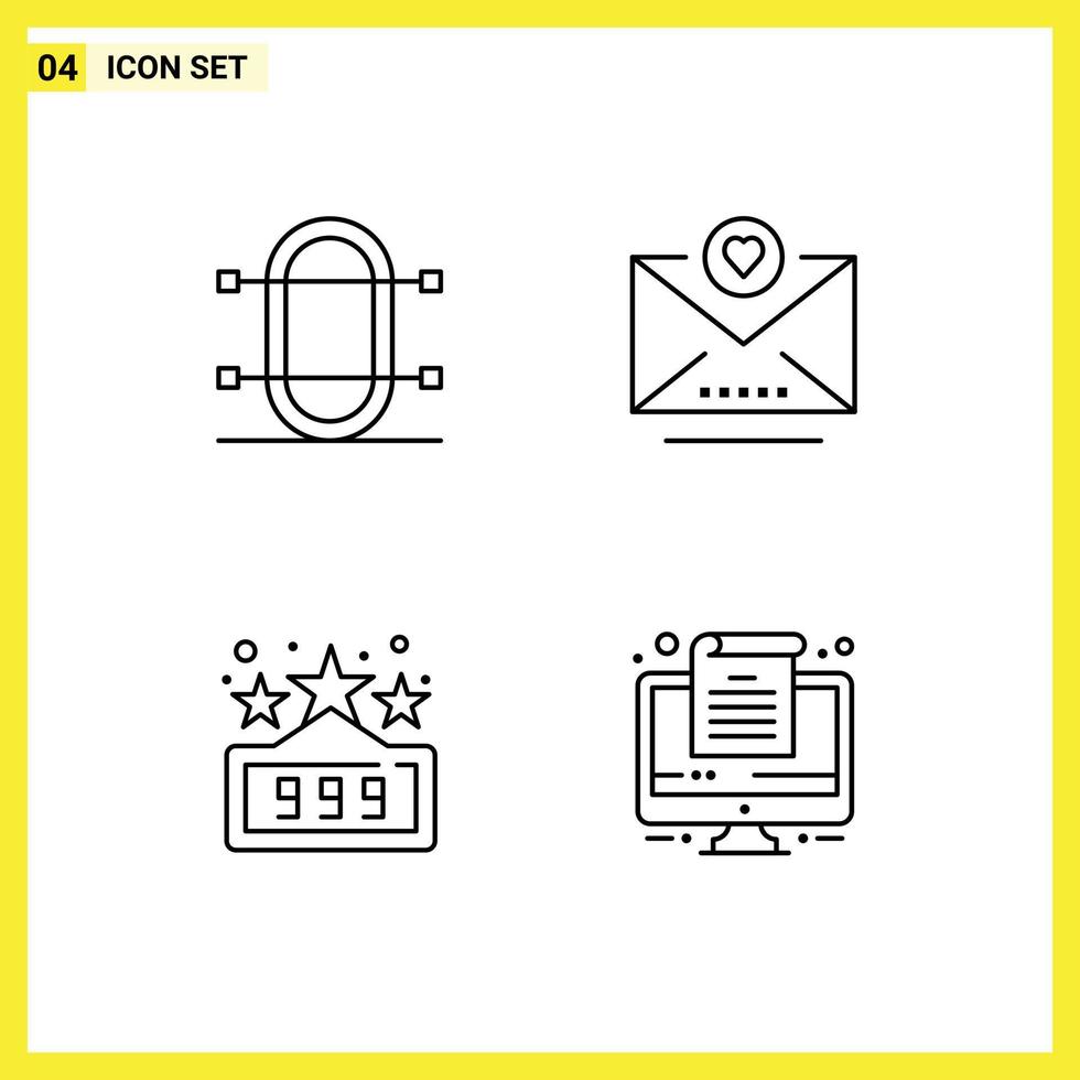 4 Thematic Vector Filledline Flat Colors and Editable Symbols of crew fun rowing heart computer Editable Vector Design Elements