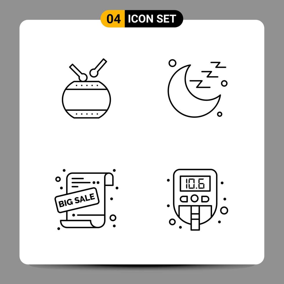 4 Black Icon Pack Outline Symbols Signs for Responsive designs on white background 4 Icons Set vector