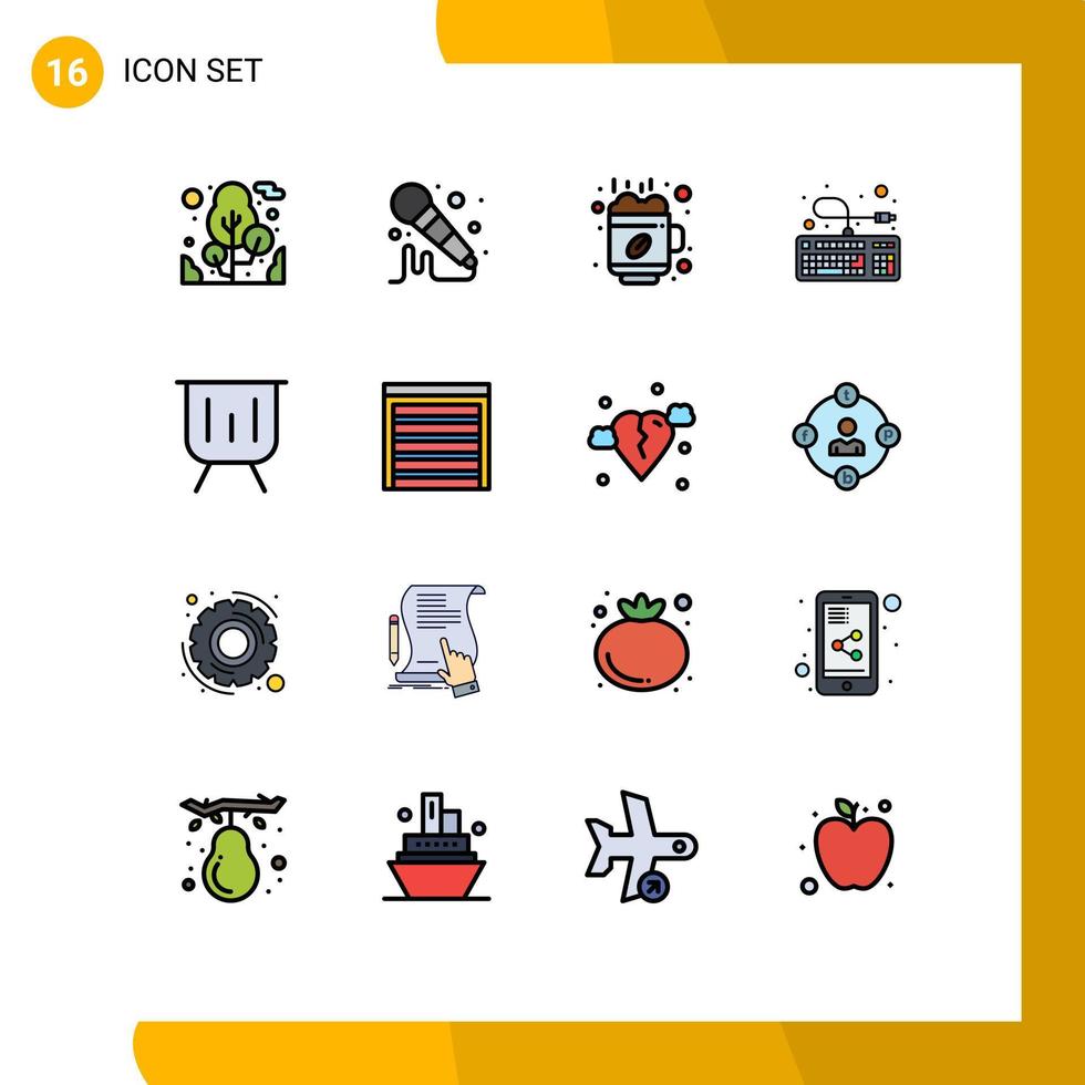 16 Thematic Vector Flat Color Filled Lines and Editable Symbols of performance finance coffee business hardware Editable Creative Vector Design Elements