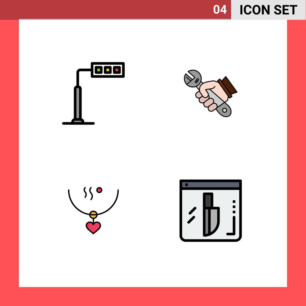User Interface Pack of 4 Basic Filledline Flat Colors of construction amulet road fix marriage Editable Vector Design Elements