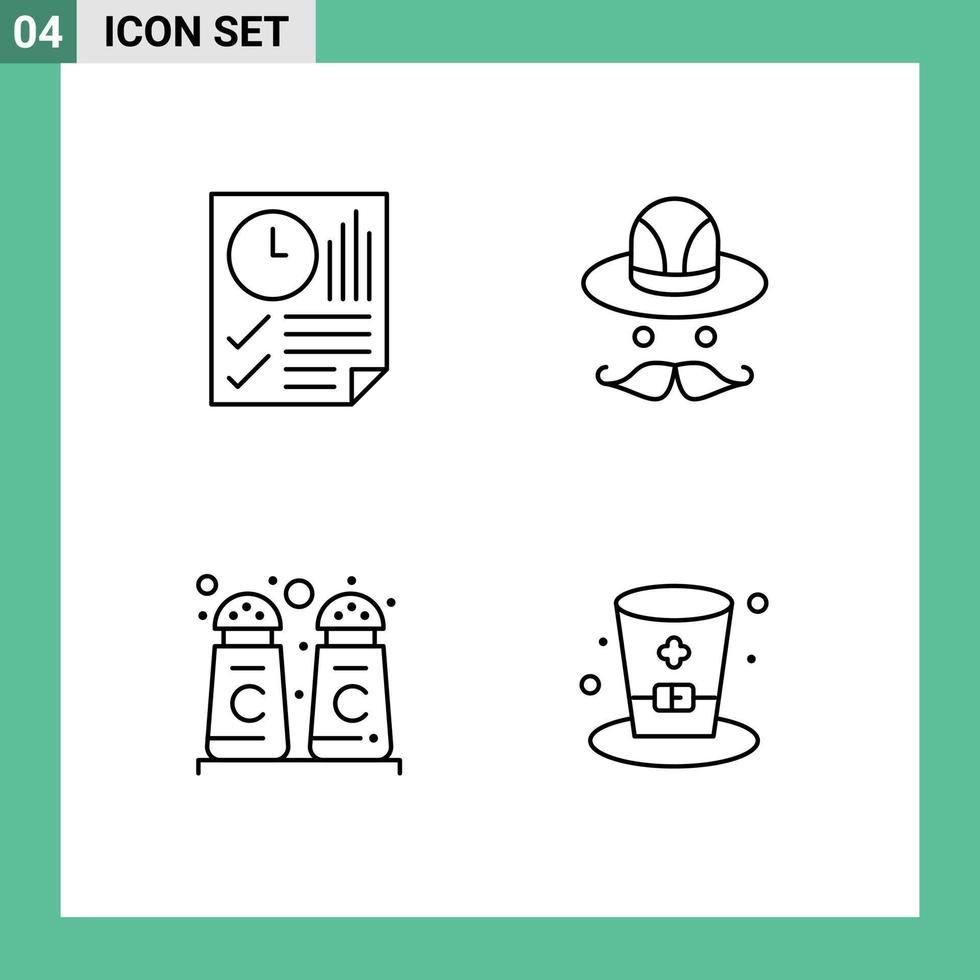 Group of 4 Filledline Flat Colors Signs and Symbols for data cinnamon coffee report hat glasss Editable Vector Design Elements