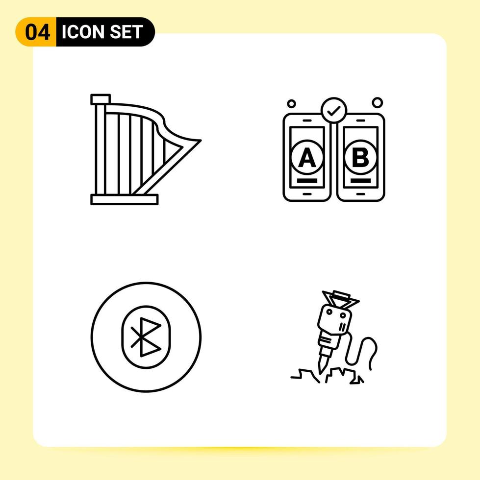 4 Creative Icons for Modern website design and responsive mobile apps 4 Outline Symbols Signs on White Background 4 Icon Pack vector